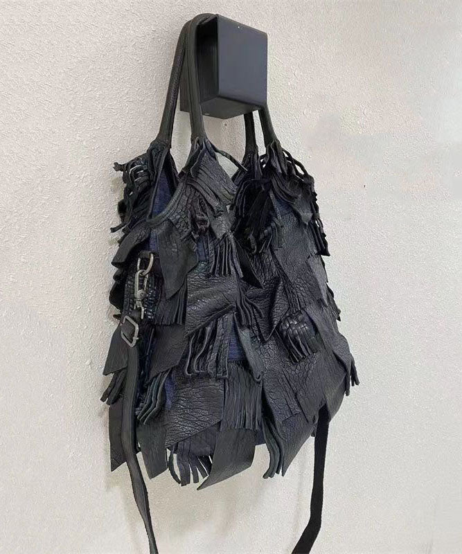 Damens Elegant Fårskinn Crossbody Väska med Fransar och Inre Fickor