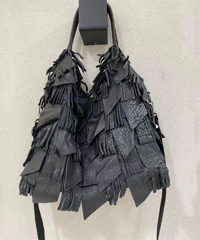 Damens Elegant Fårskinn Crossbody Väska med Fransar och Inre Fickor