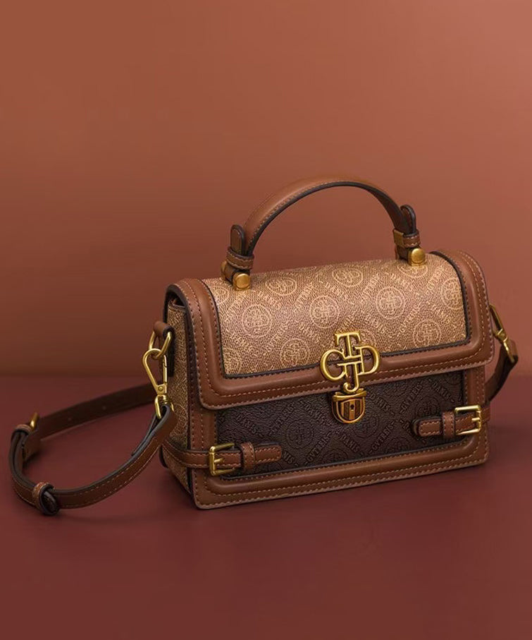 Damen Chic Kalvläder Messenger Väska med Flera Fickor