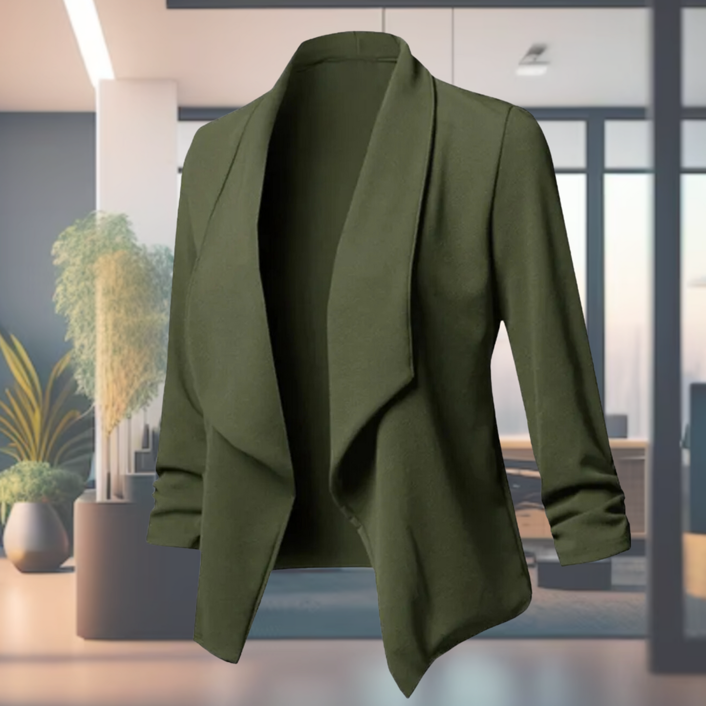 Dam Blazer med Öppen Framsida i Tunn Design med Långa Ärmar