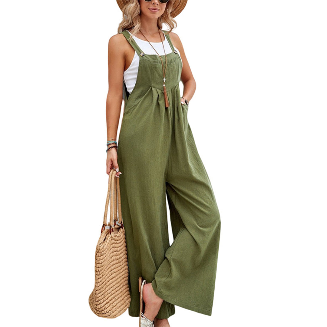 Dam Jumpsuit med Fickor och Breda Ben