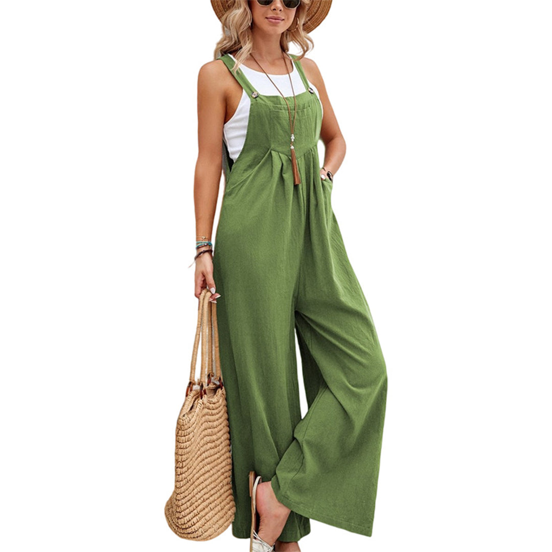 Dam Jumpsuit med Fickor och Breda Ben