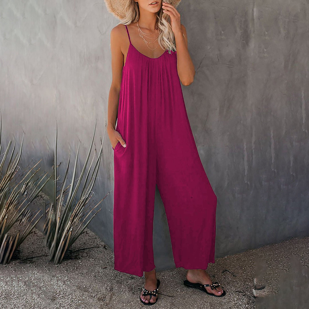 Dam Jumpsuit med Spaghettiremmar och Sidofickor