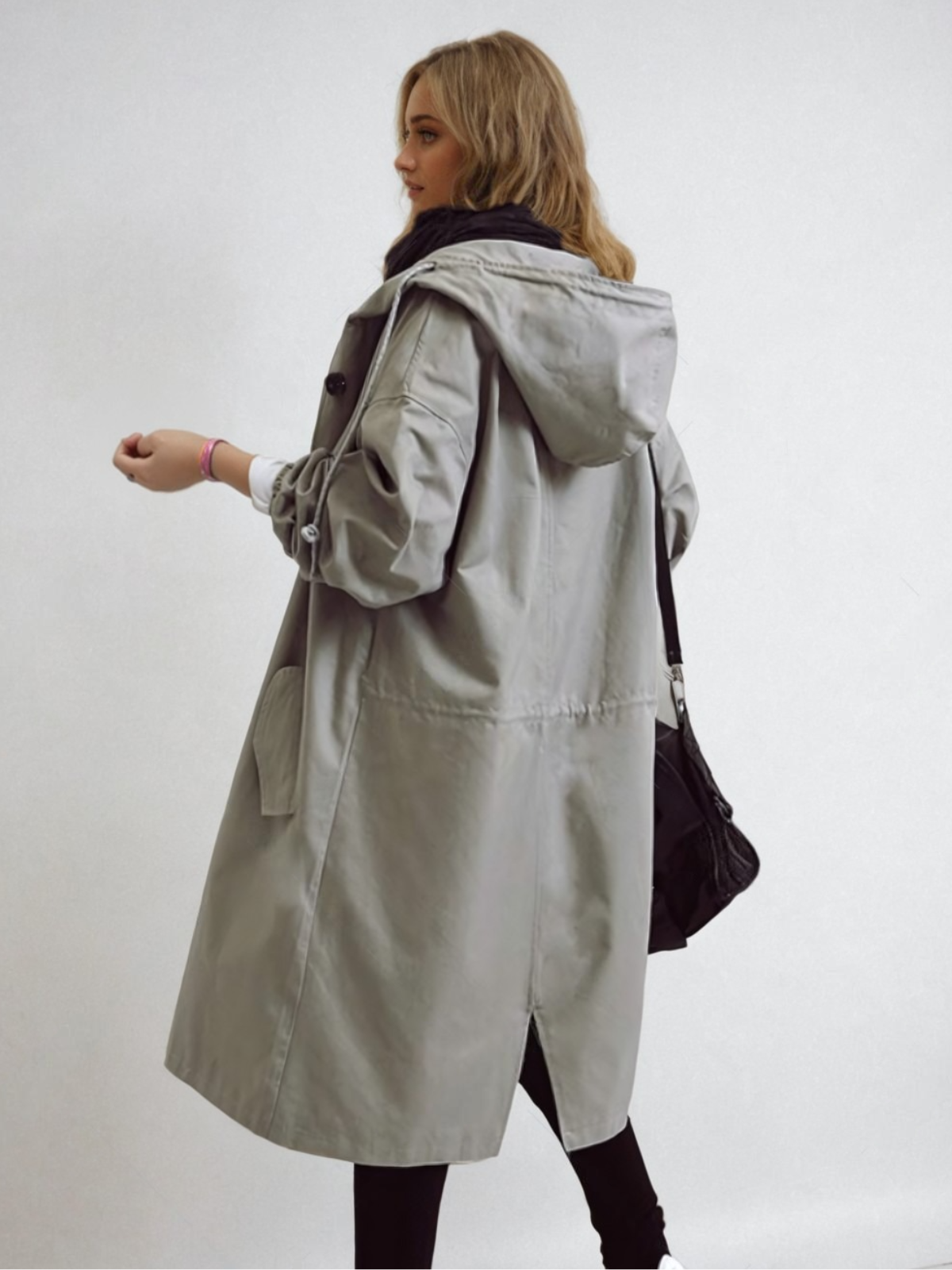 Dam Klassisk Trenchcoat med Praktisk Knäppning för Höst/Vinter 6