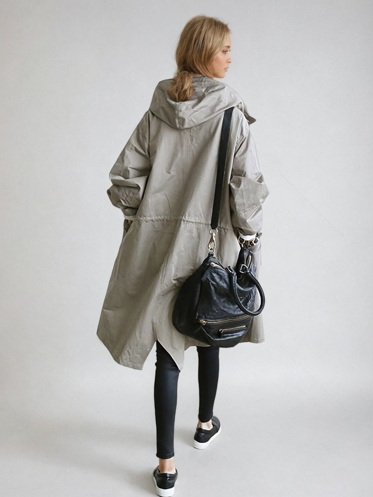 Dam Klassisk Trenchcoat med Praktisk Knäppning för Höst/Vinter 7
