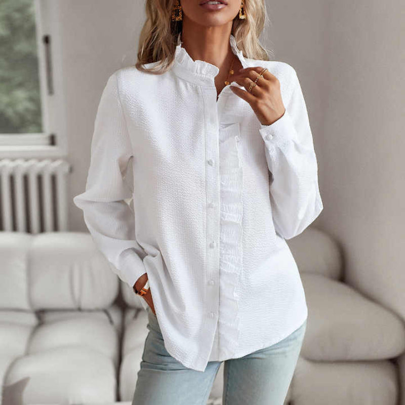 Dam Långärmad Blus med Klassisk Design för Vardags och Fest 7