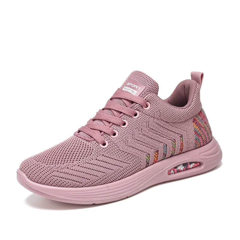Dam Stickade Sneakers med Flexibel Passform