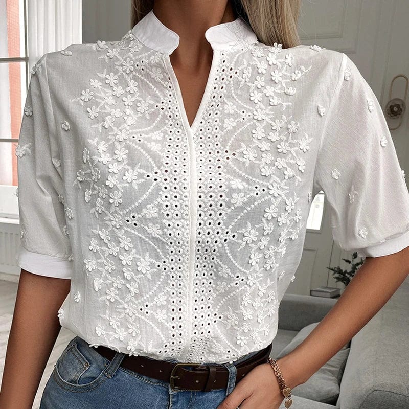 Dame T-shirt med V-hals