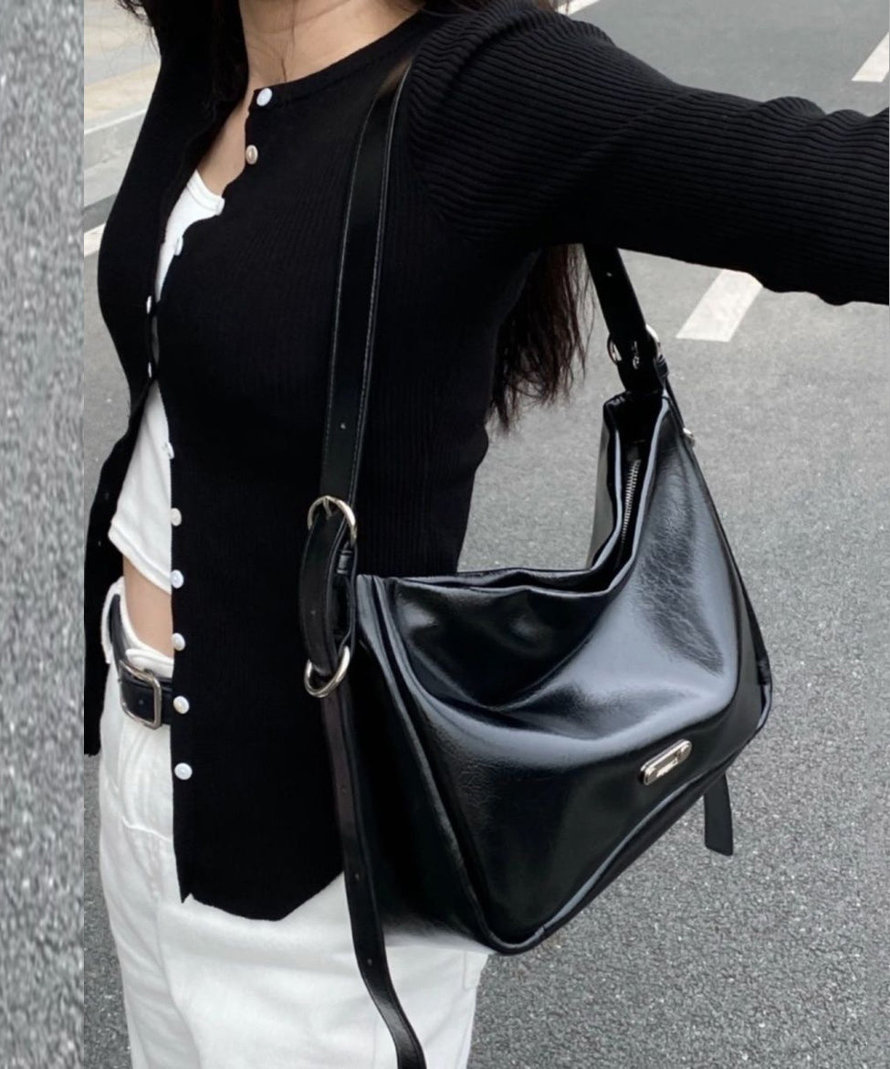 Dam Elegant Faux Läder Messenger Väska med Flera Fickor