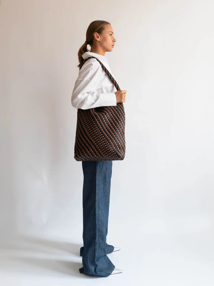 Dam Elegant Flätad Polyester Hobo Väska med Justerbar Rem