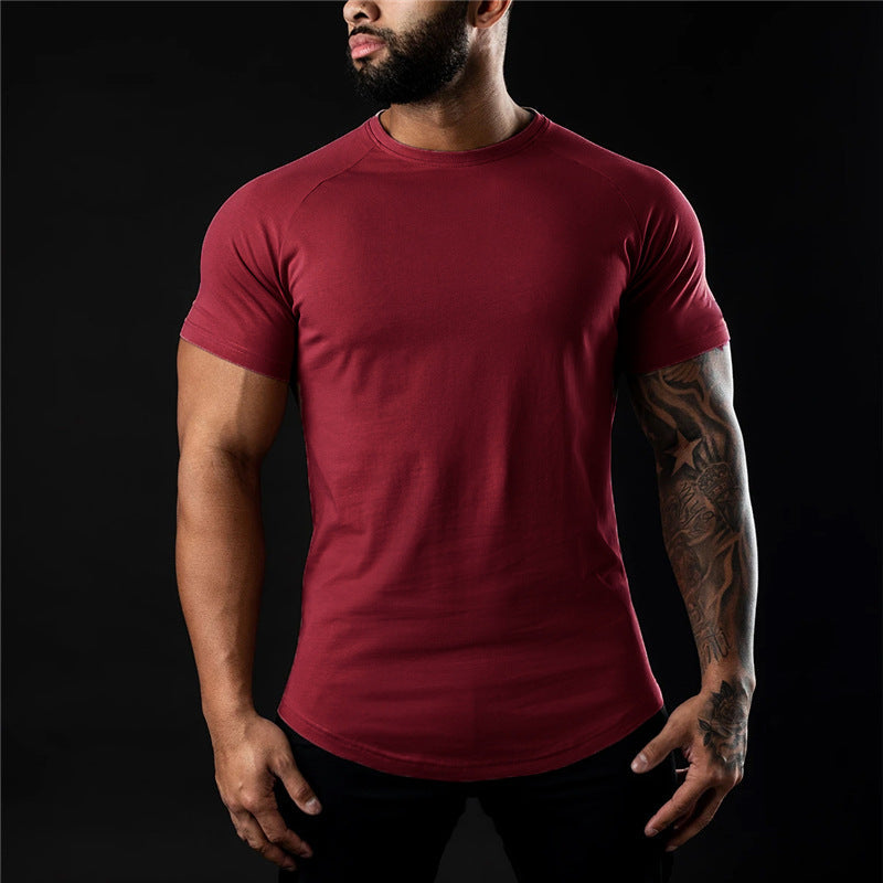 Herr Slim Fit T-shirt med Korta Ärmar för Träning och Vardag