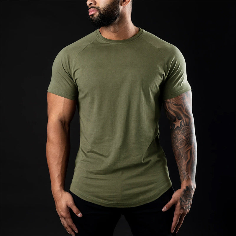 Herr Slim Fit T-shirt med Korta Ärmar för Träning och Vardag