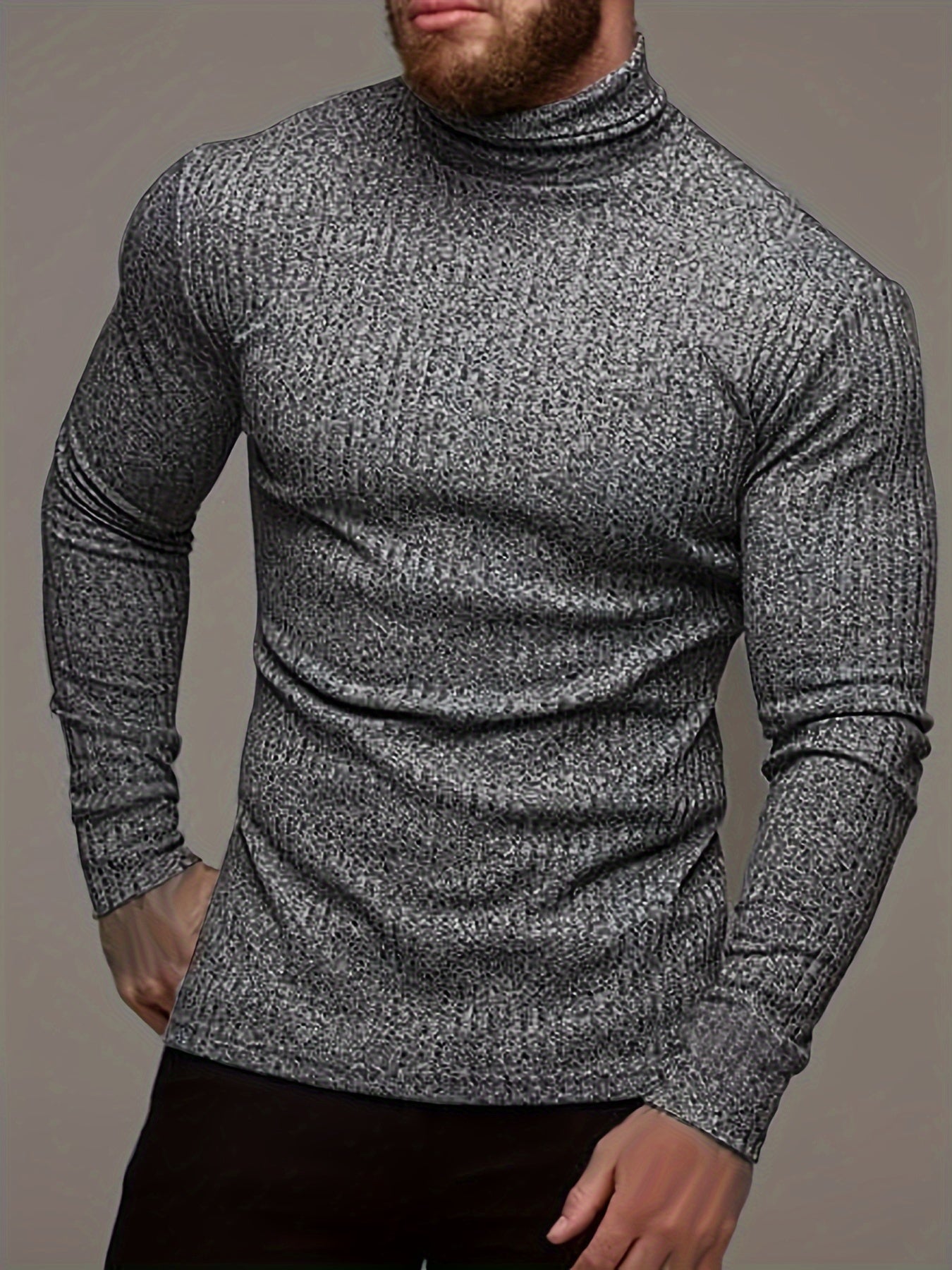Herre Smal Pasform Turtleneck med Lange Ærmer
