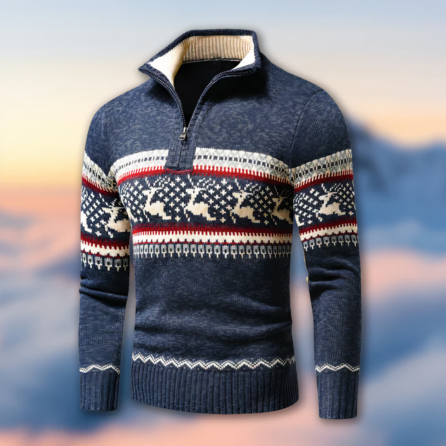 Herresweater | Halv lynlås, opretstående krave