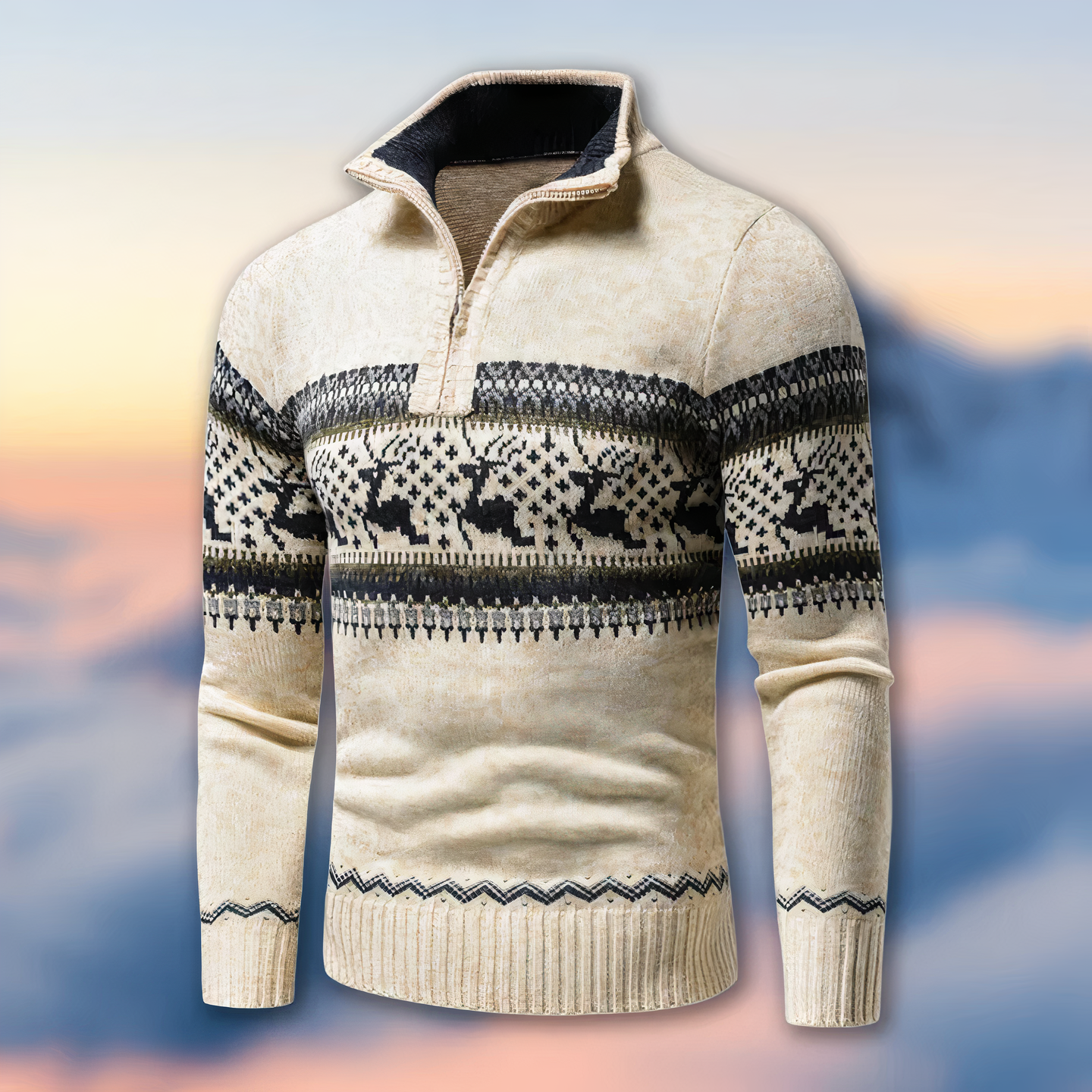 Herresweater | Halv lynlås, opretstående krave