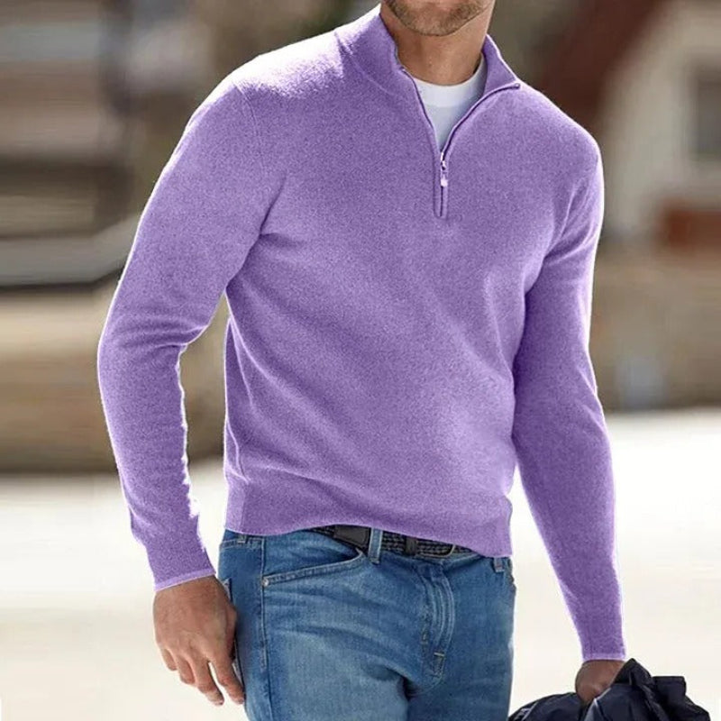 Herresweater med halv lynlås