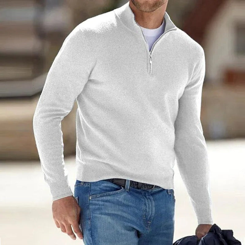 Herresweater med halv lynlås