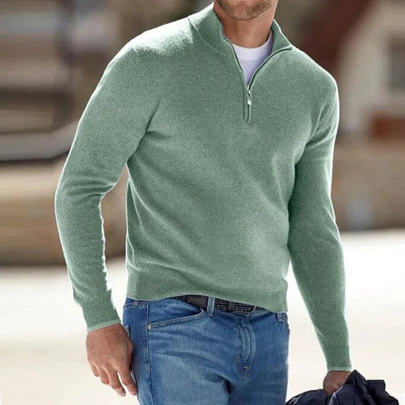 Herresweater med halv lynlås