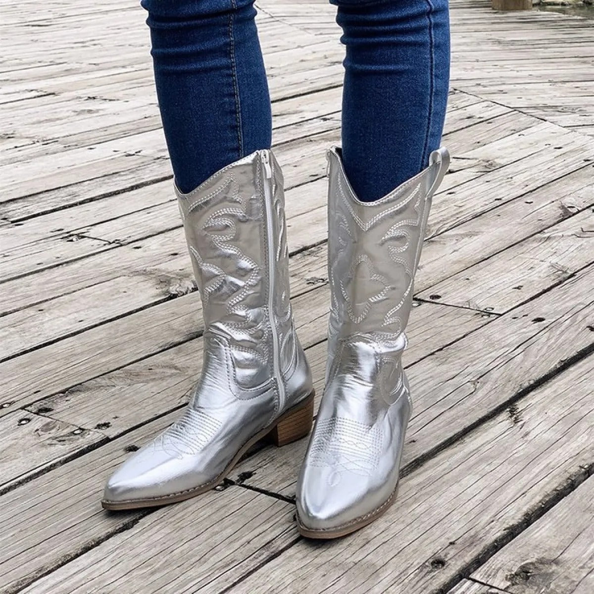 Dam Ankelboots med Klack i Westernstil