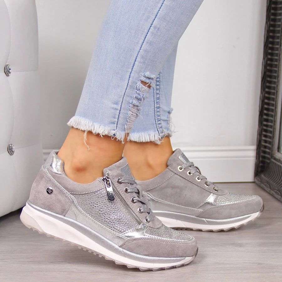 Dam Sneakers med Snörning | Sidodragkedja