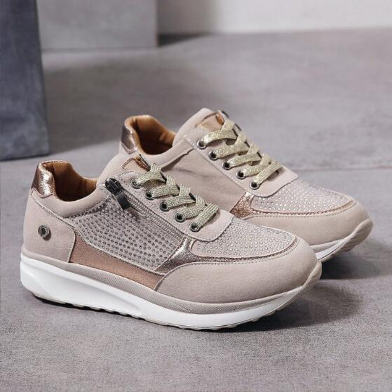 Dam Sneakers med Snörning | Sidodragkedja