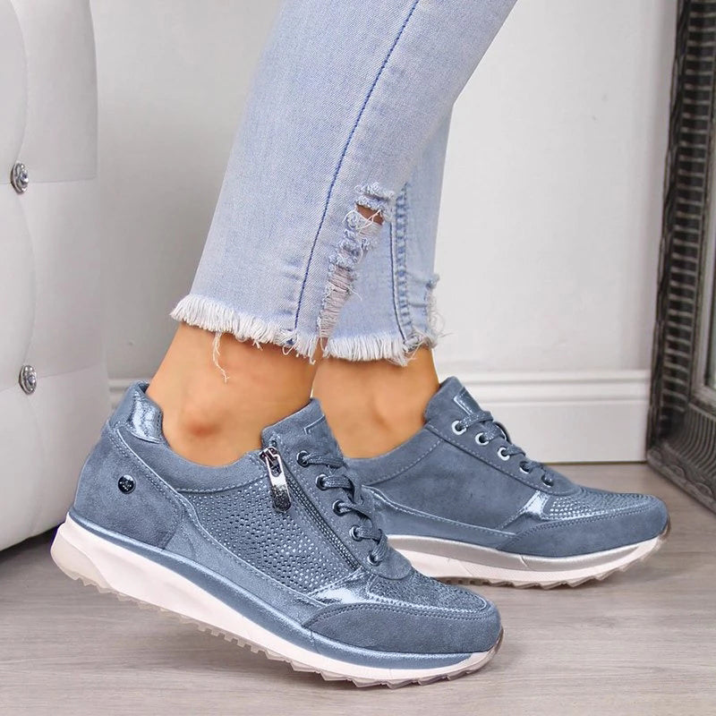 Dam Sneakers med Snörning | Sidodragkedja