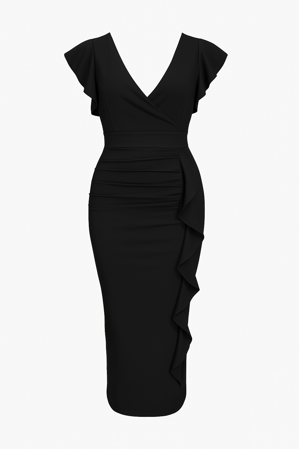 Dam Slim Fit Bodycon Klänning med Rynkor