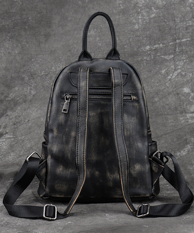 Unisex Elegant Kalvläder Ryggsäck med Stor Kapacitet och Inuti Fickor