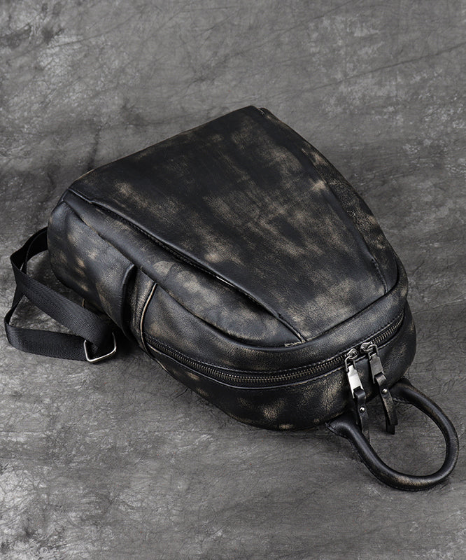 Unisex Elegant Kalvläder Ryggsäck med Stor Kapacitet och Inuti Fickor