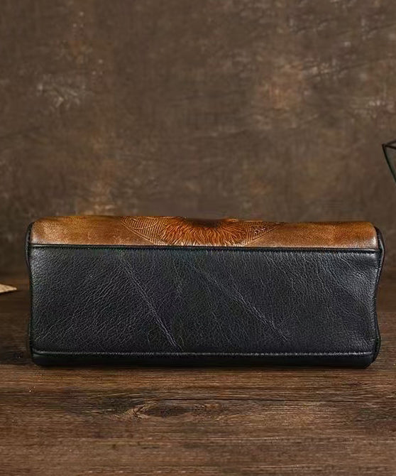 Herrar Elegant Kalvläder Messenger Väska med Djurprägling