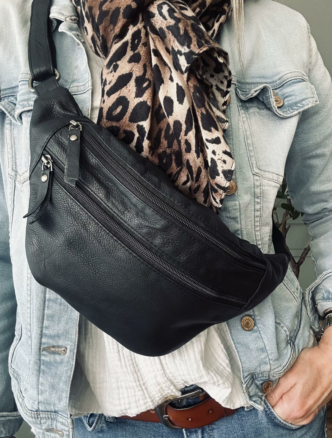 Damens Praktiska Läder Bumbag med Justerbar Rem