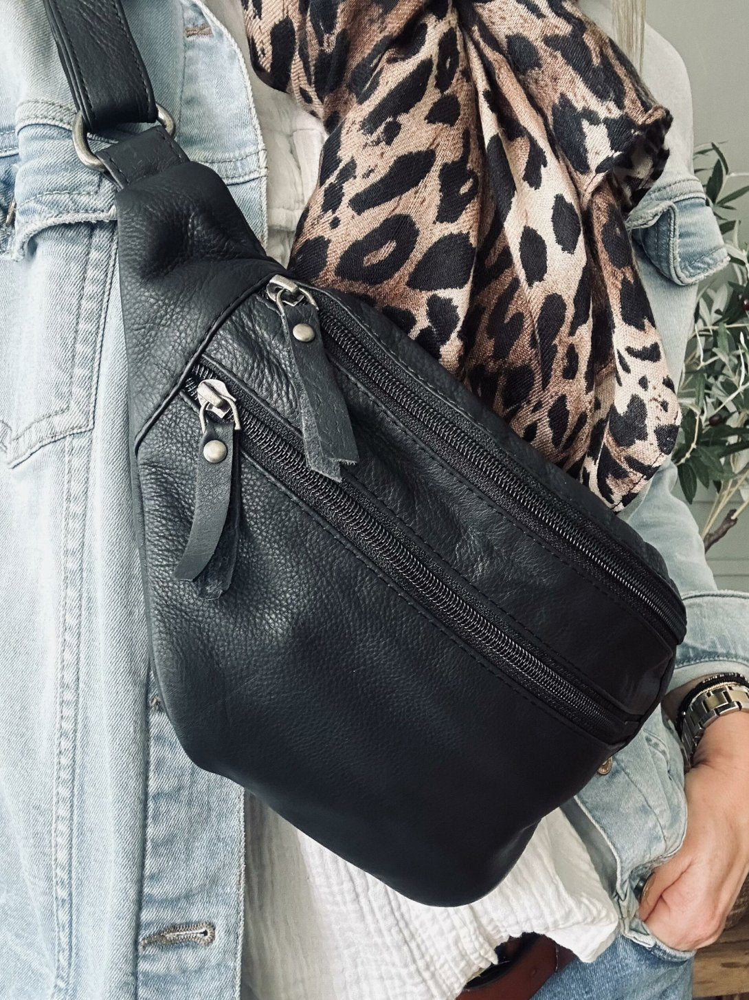 Damens Praktiska Läder Bumbag med Justerbar Rem
