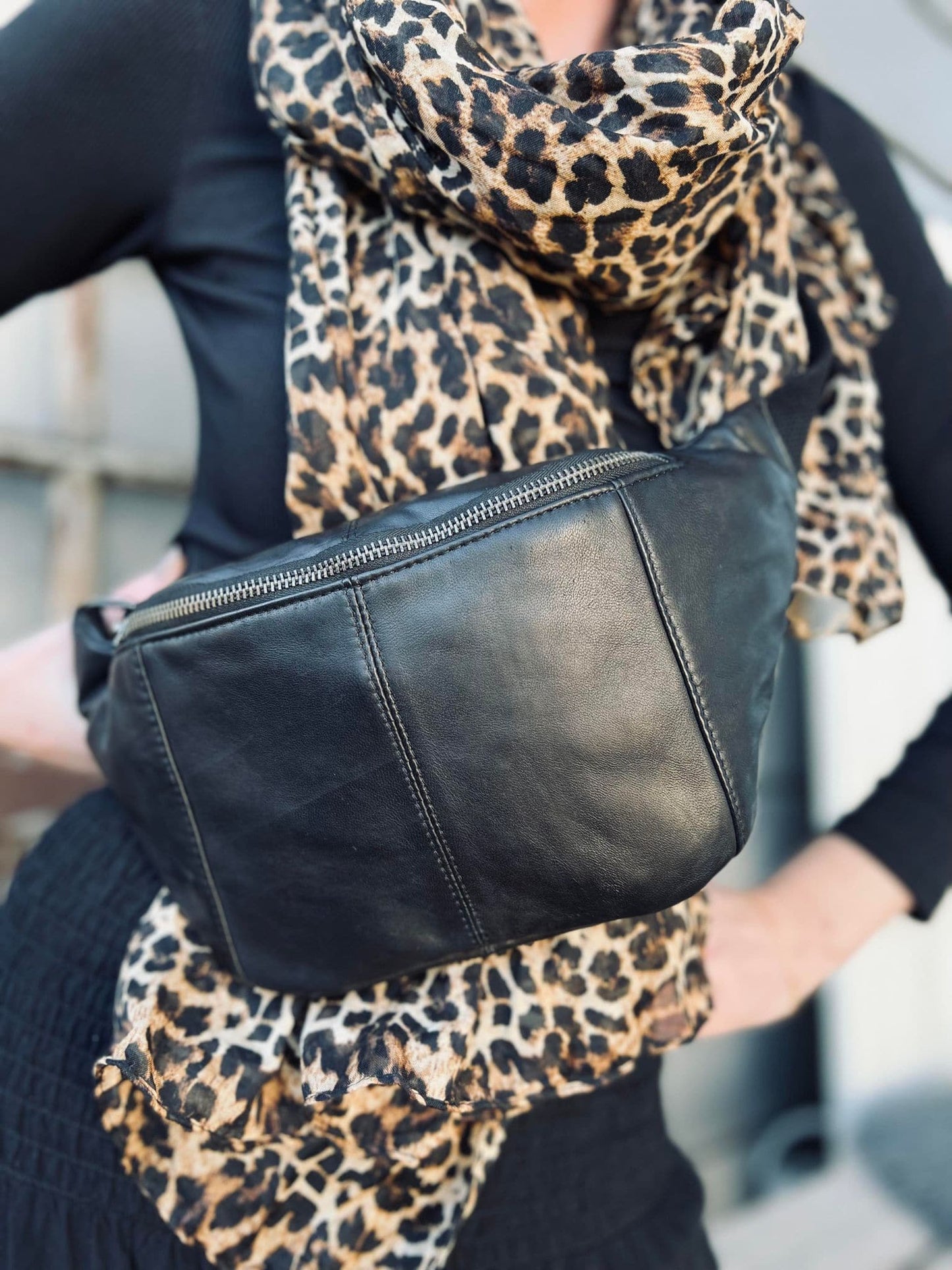 Unisex Klassisk Lammskinn Bumbag med Justerbart Midjeband