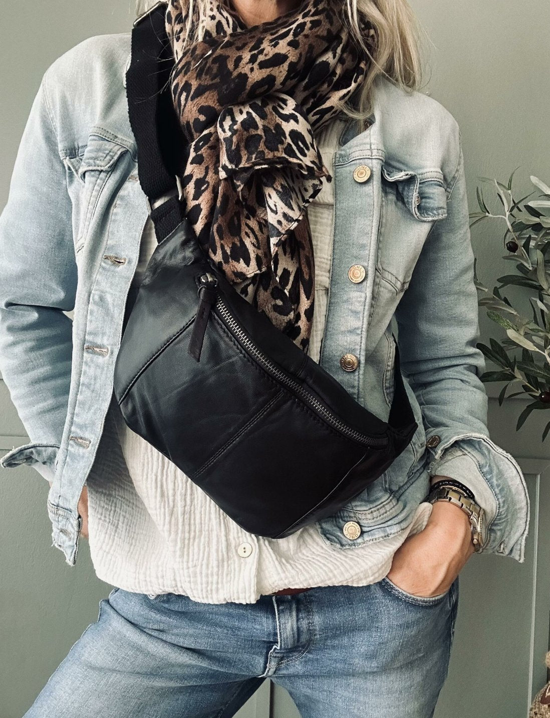 Unisex Klassisk Lammskinn Bumbag med Justerbart Midjeband