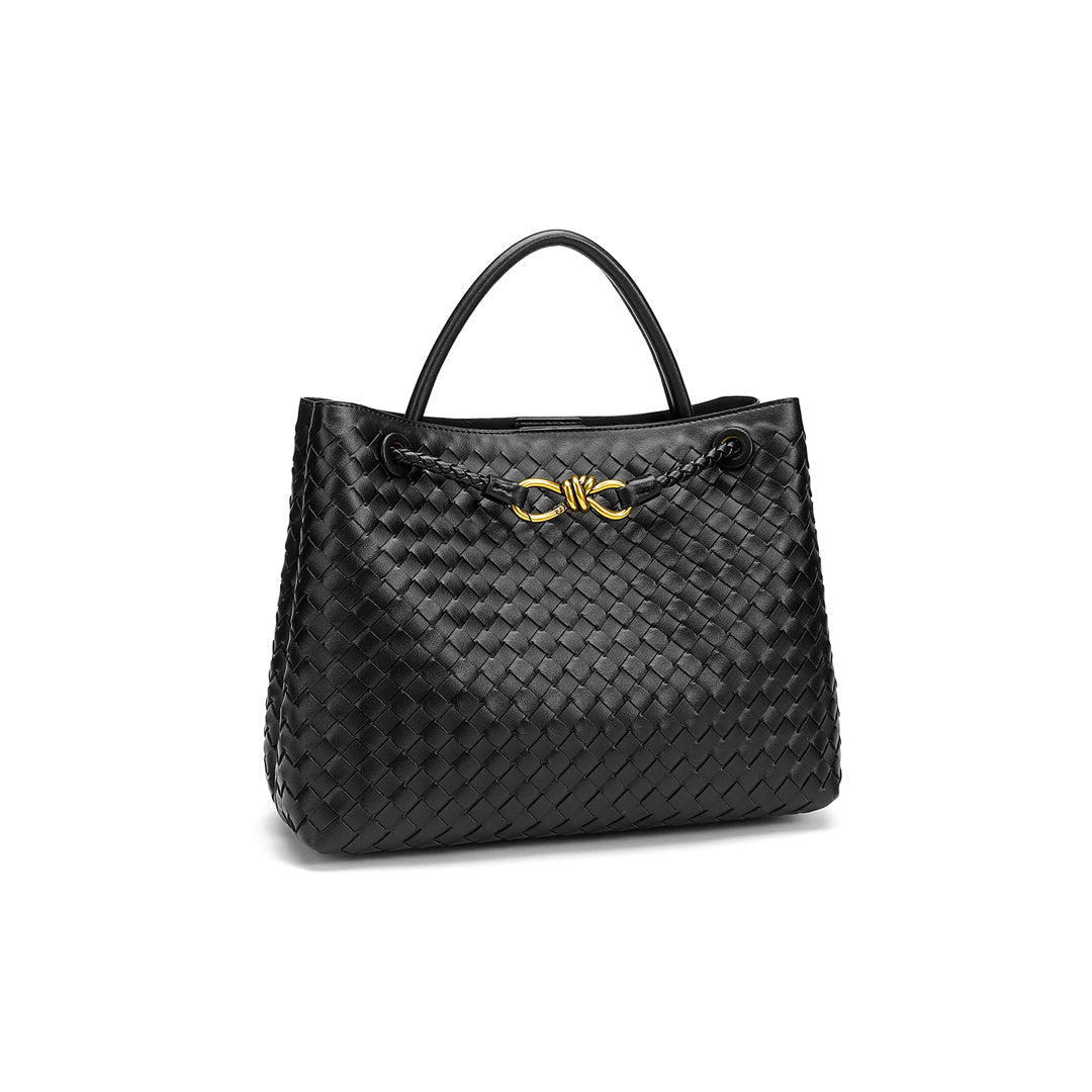 Helen - Moderna Designer Look Flätad Axelväska med Metall Knutdetalj för Dam