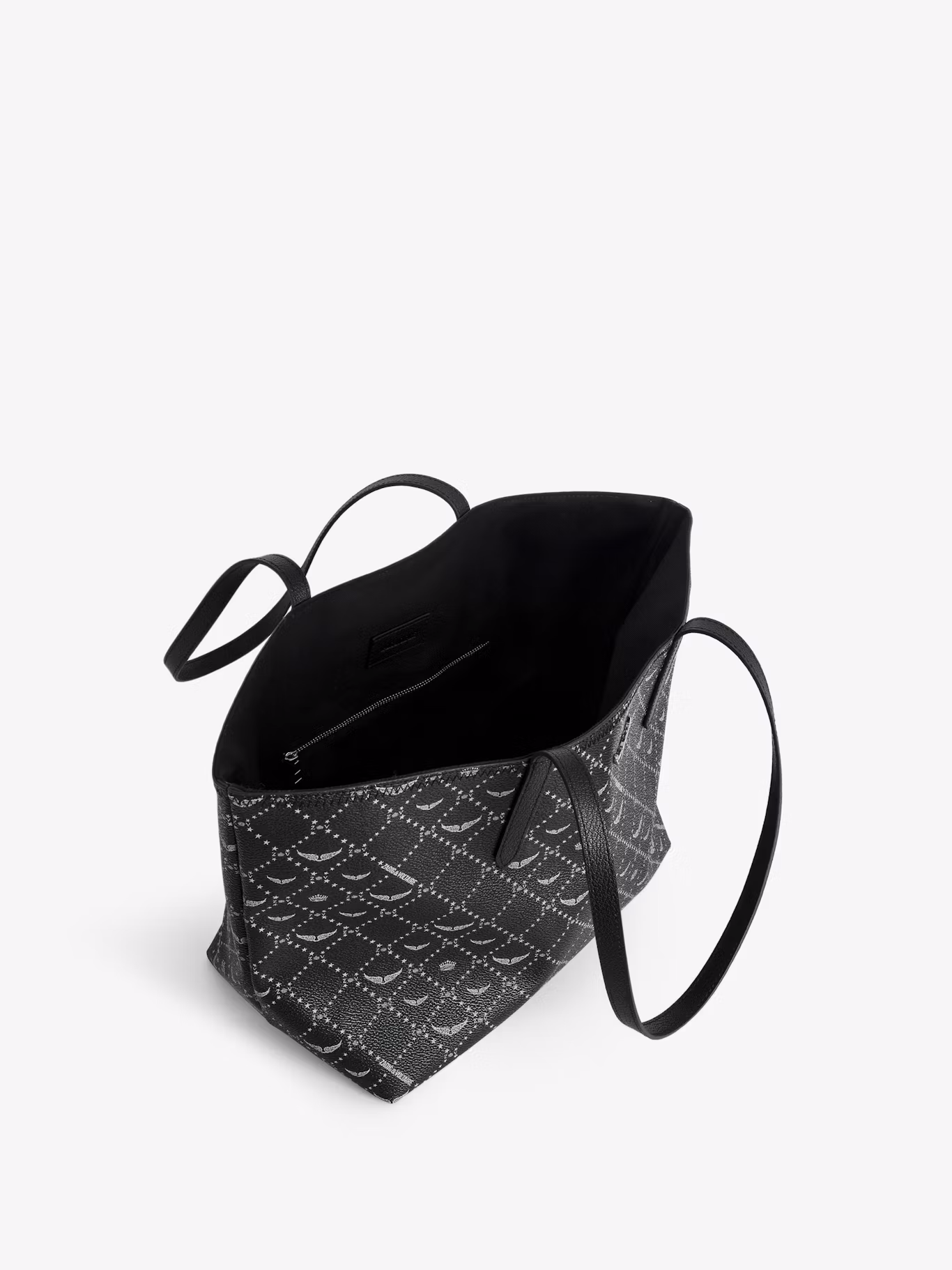 Dam Elegant Belagd Duk Shoppingväska med Inre Blixtlåsficka