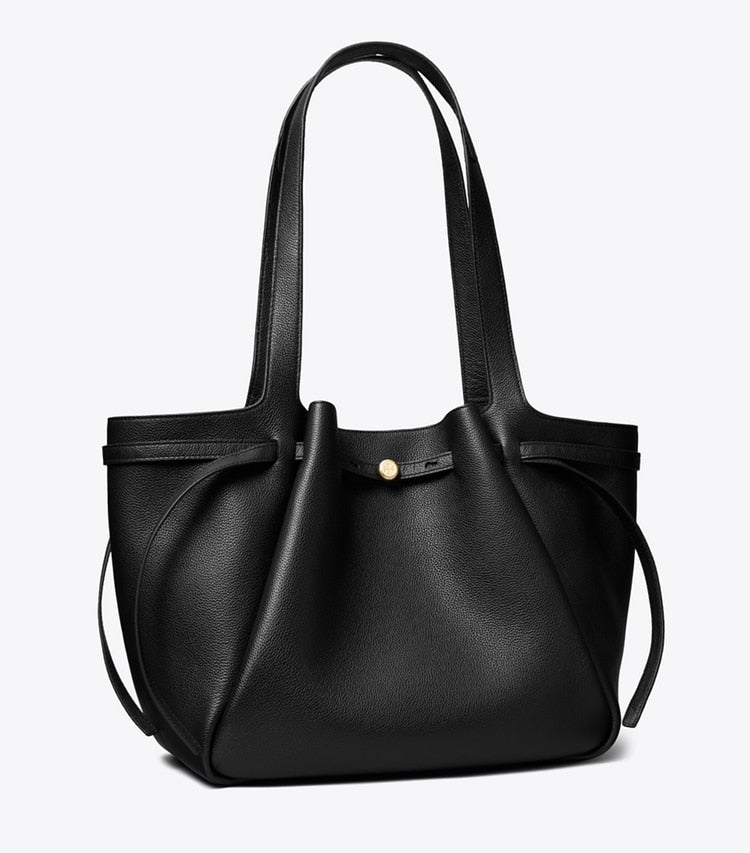 Dam Elegant Mjuk Läder Tote med Djup Dragkedja