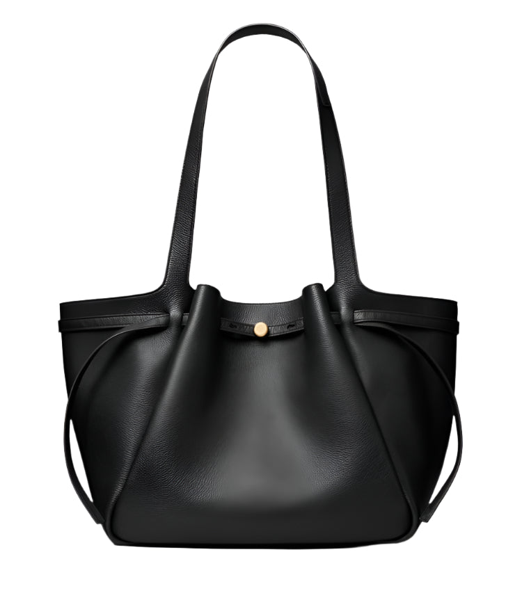 Dam Elegant Mjuk Läder Tote med Djup Dragkedja