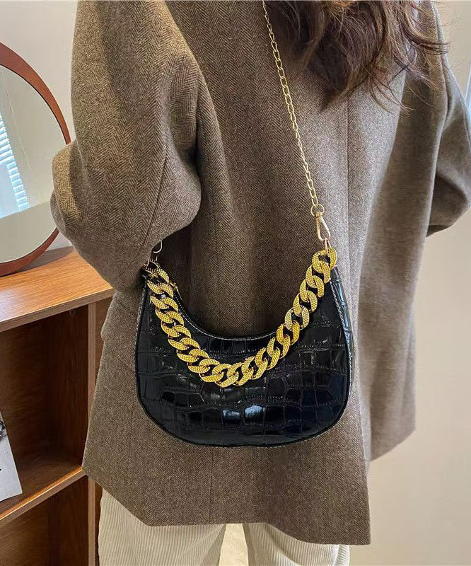 Dam Elegant Faux Läder Axelväska med Kedja och Zip-Up Stängning