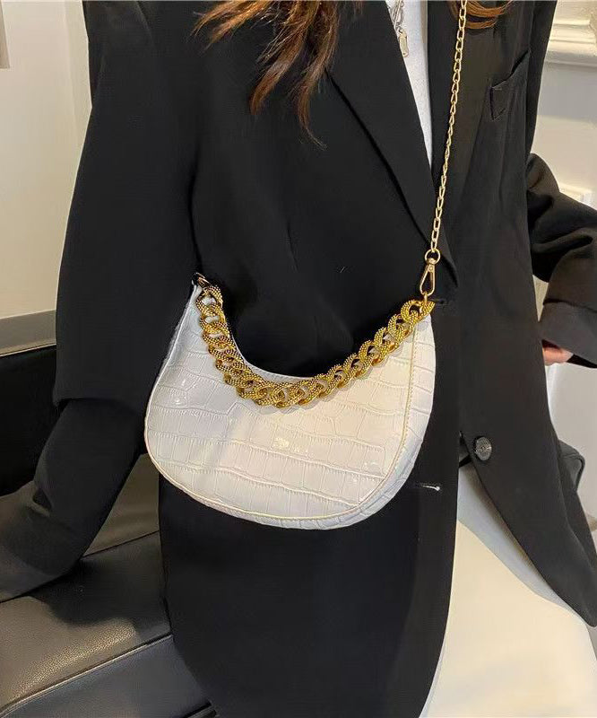 Dam Elegant Faux Läder Axelväska med Kedja och Zip-Up Stängning