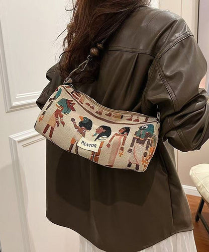 Dam Bohemisk Jacquard Axelväska med Justerbara Remmar och Flera Fack
