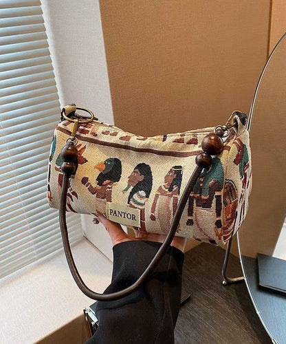 Dam Bohemisk Jacquard Axelväska med Justerbara Remmar och Flera Fack