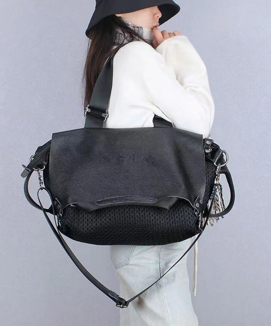 Herrar Elegant Kalvläder Messenger Väska med Stor Kapacitet