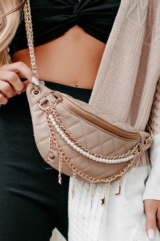 Damens Elegant Quiltad Faux Läder Crossbody Väska med Flerskiktskedja