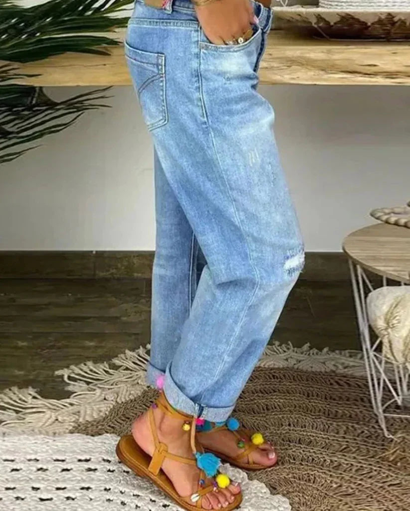 Dam Baggy Jeans med Lös Passform för Avslappnad Look 1
