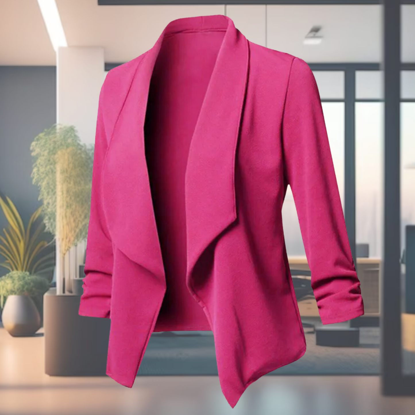 Dam Blazer med Öppen Framsida i Tunn Design med Långa Ärmar