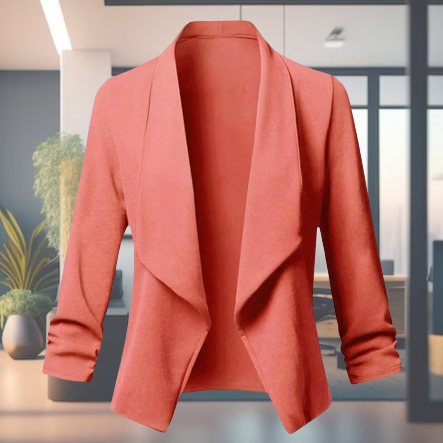 Dam Blazer med Öppen Framsida i Tunn Design med Långa Ärmar