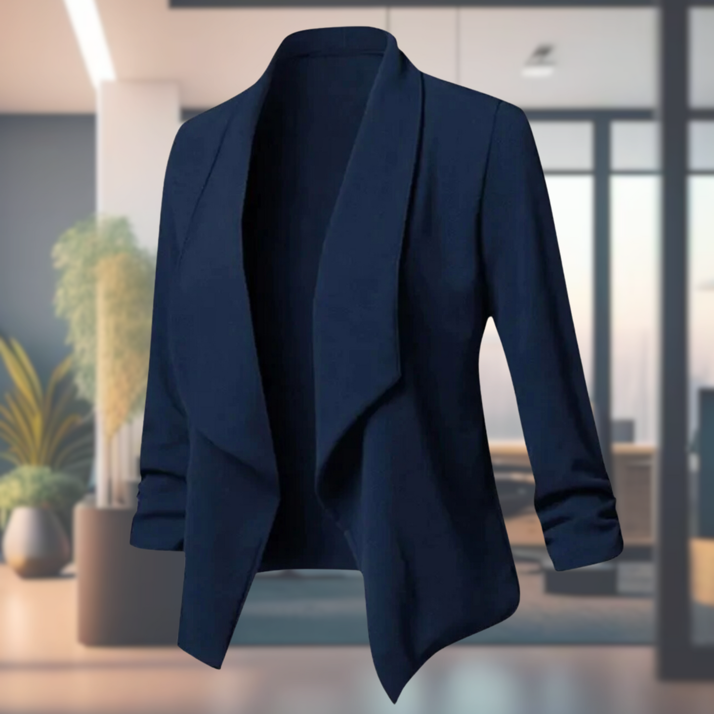 Dam Blazer med Öppen Framsida i Tunn Design med Långa Ärmar