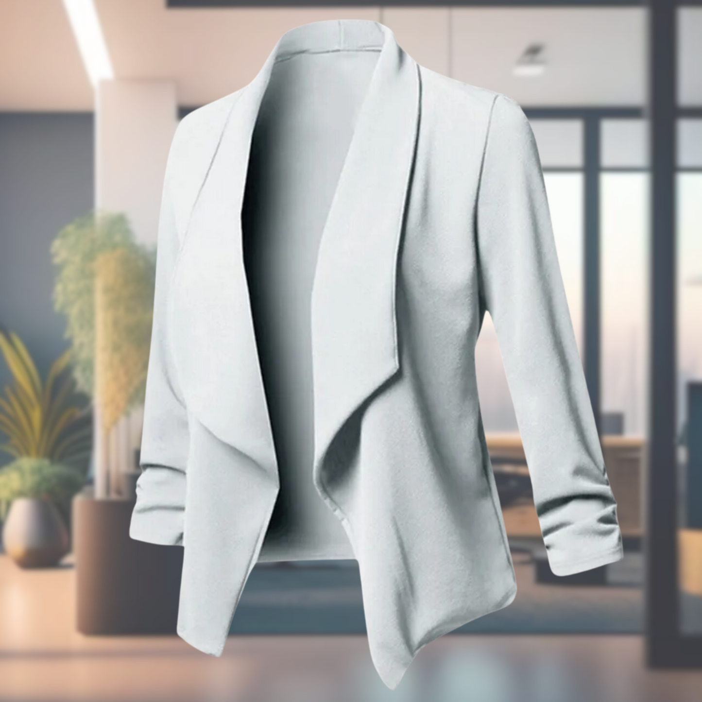 Dam Blazer med Öppen Framsida i Tunn Design med Långa Ärmar