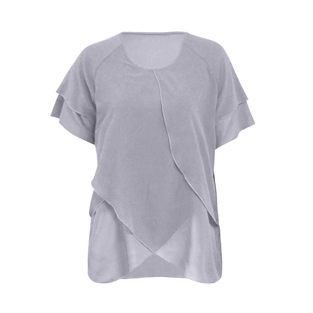 Damebluse med Rufsede Ærmer og Asymmetrisk Nederkant